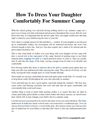 How To Dress Your Daughter Comfortably For Summer Camp