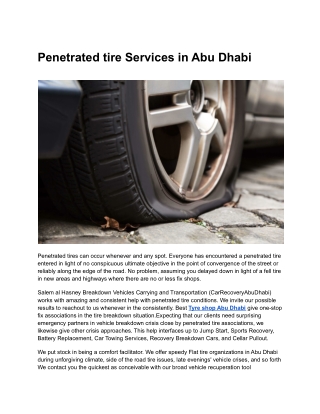 Penetrated tire Services in Abu Dhabi