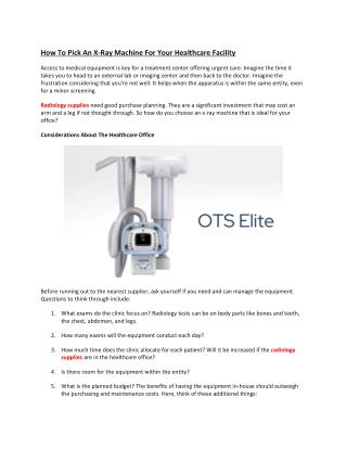 How To Pick An X-Ray Machine For Your Healthcare Facility