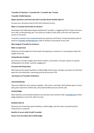 Truecaller For Business | Truecaller Bot | Truecaller Api | Fonada