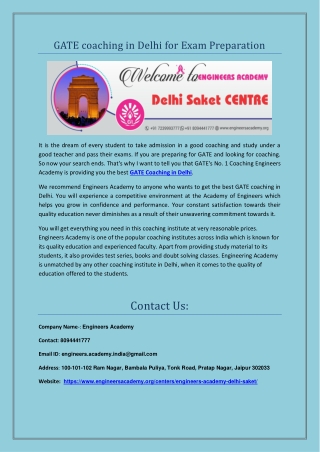 GATE coaching in Delhi for Exam Preparation