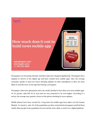 How much does it cost to build news mobile app