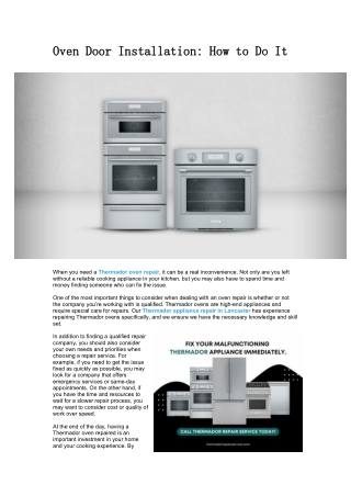 Oven Door Installation