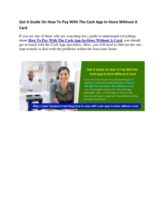 Get A Guide On How To Pay With The Cash App In-Store Without A Card