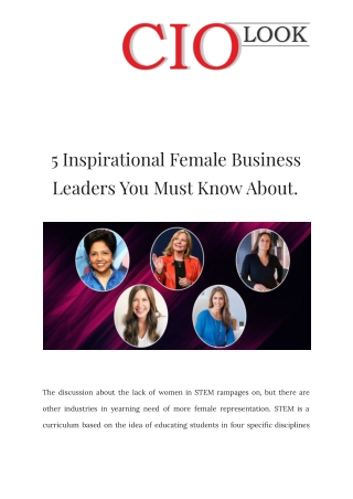 5 Inspirational Female Business Leaders You Must Know About.