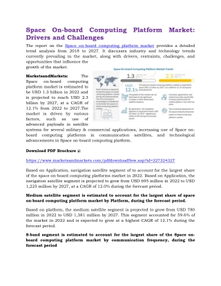 Space On-board Computing Platform Market : Drivers and Challenges