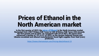 Ethanol demand in the North American market