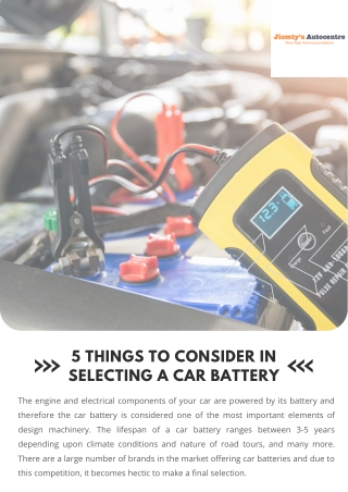 5 Things to Consider in Selecting a Car Battery