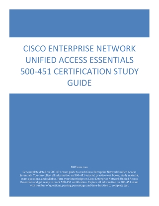 Cisco Enterprise Networks Specialization 500-451 Certification Study Guide