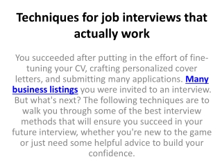 Techniques for job interviews that actually work