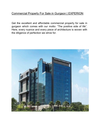 Commercial Property For Sale in Gurgaon  | EXPERION