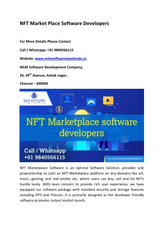 NFT Market Place software developers