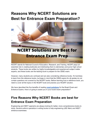 Reasons Why NCERT Solutions are Best for Entrance Exam Preparation