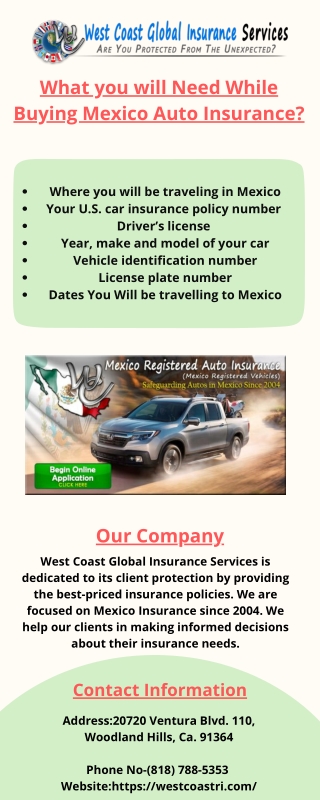 What you will Need While Buying Mexico Auto Insurance