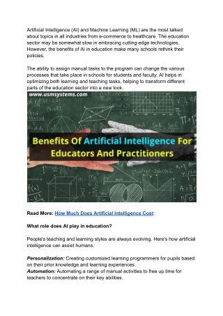 Benefits Of Artificial Intelligence For Educators And Practitioners