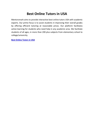 Best Online Tutors in USA