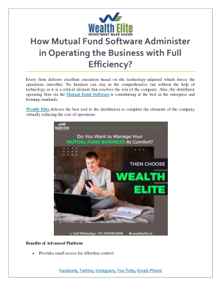 How Mutual Fund Software Administer in Operating the Business with Full Efficiency