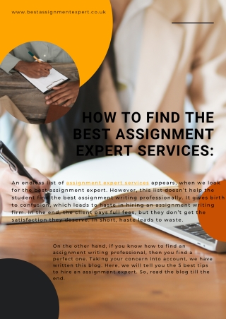 How To Find The Best Assignment Expert Services