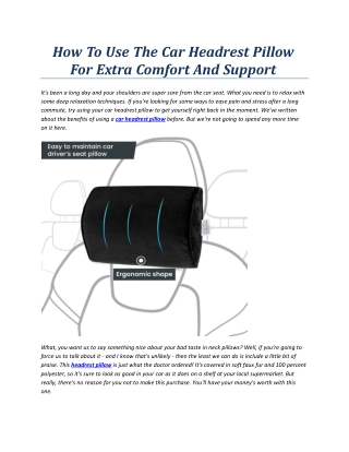 How To Use The Car Headrest Pillow For Extra Comfort And Support