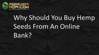 Why Should You Buy Hemp Seeds From An Online Bank?