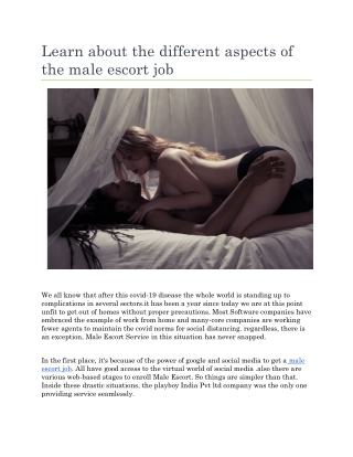 Learn about the different aspects of the male escort job