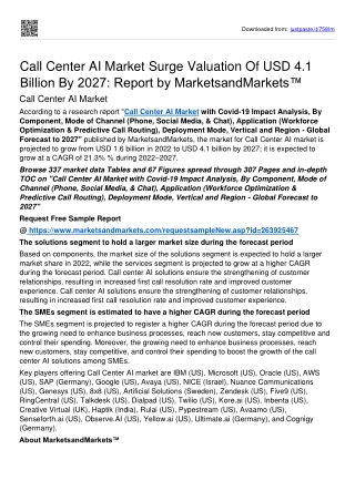 Call Center AI Market To Reflect Impressive Growth Rate Worth USD 4.1 billion