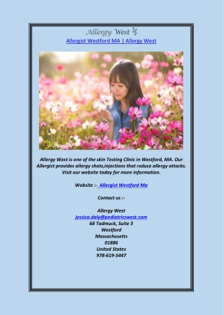 Allergist Westford MA  Allergy West