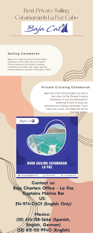 Best Private Sailing Catamaran In La Paz Cabo