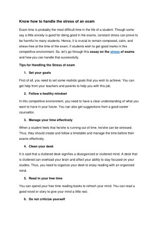 Know how to handle stress of exam