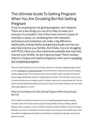 The Ultimate Guide To Getting Pregnant When You Are Ovulating But Not Getting Pregnant