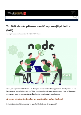 Top 10 NodeJs App Development Companies