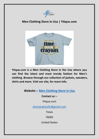 Men Clothing Store in Usa | Ytique.com