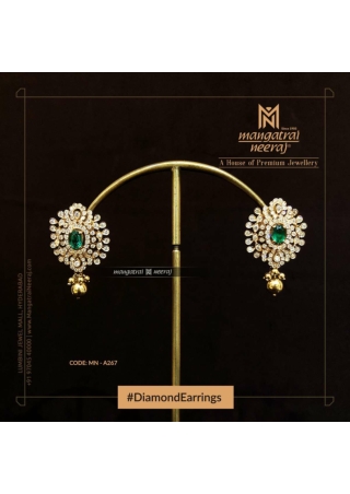 Diamond Earrings with Emerald stones