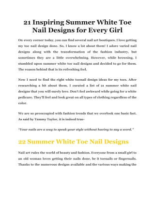 21 Inspiring Summer White Toe Nail Designs for Every Girl