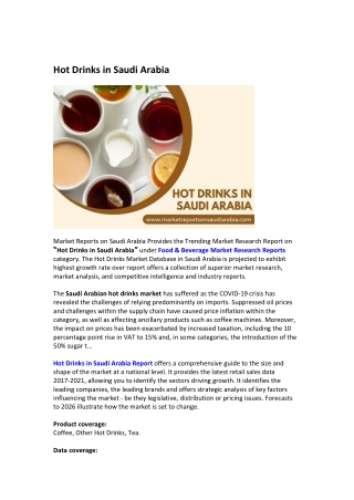 Saudi Arabia Hot Drinks Market Research Report 2021-2026