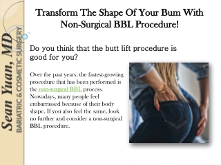 Non-Surgical BBL | Aesthetic and Bariatrics