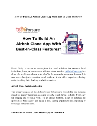 How To Build An Airbnb Clone App With Best-In-Class Features? - TeamForSure