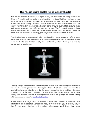 Buy hookah Online and the things to know about it