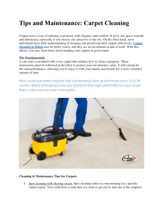Tips and Maintenance Carpet Cleaning