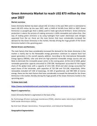 Green Ammonia Market