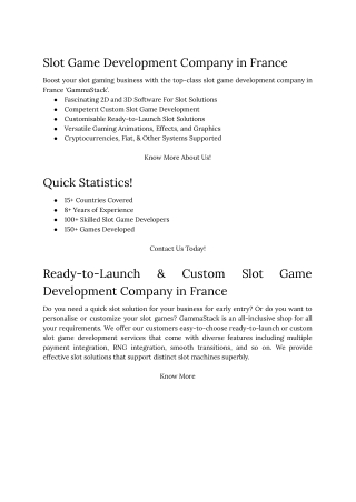 Slot Game Development Company in France