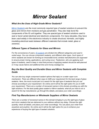 mirror sealant