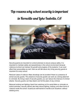 Top reasons why school security is important in Kernville and Lake Isabella, CA