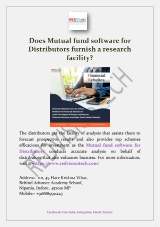 Does Mutual fund software for Distributors furnish a research facility