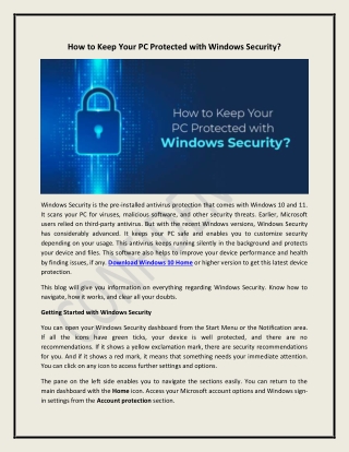 How to Keep Your PC Protected with Windows Security?