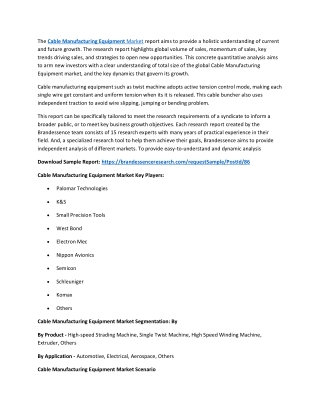 Cable Manufacturing Equipment Market