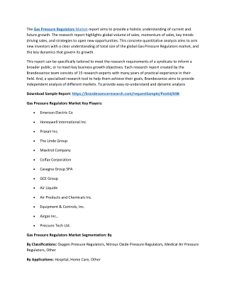 Gas Pressure Regulators Market