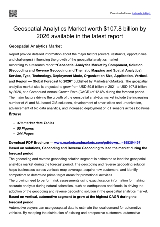 Geospatial Analytics Market worth $107.8 billion by 2026 available in the latest
