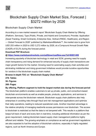 Blockchain Supply Chain Market Size, Forecast | $3272 million by 2026