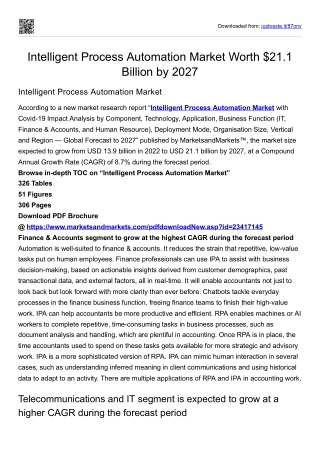 Intelligent Process Automation Market Worth $21.1 Billion by 2027